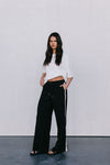 Fiah Relaxed Pants - Black/Cream Stripe
