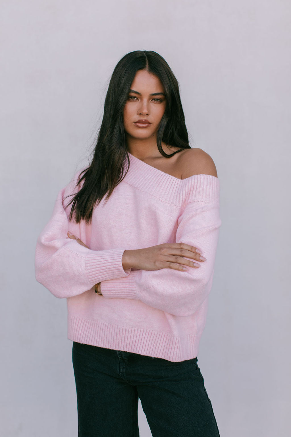 Omerson Knit Jumper Pink Marle