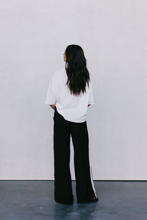 Fiah Relaxed Pants - Black/Cream Stripe