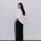 Fiah Relaxed Pants - Black/Cream Stripe
