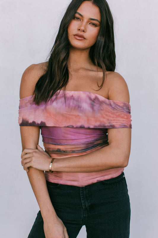 Dolly Off-Shoulder Top - Desert Haze Mesh