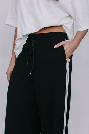 Fiah Relaxed Pants - Black/Cream Stripe