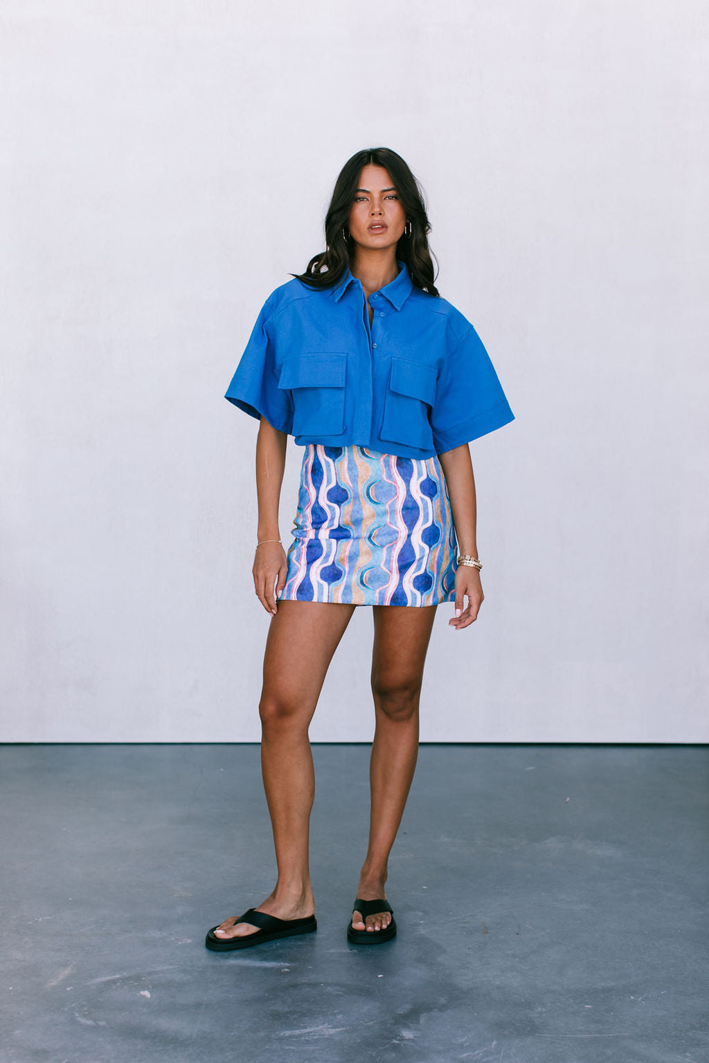 Apella Cropped Shirt Cobalt Blue