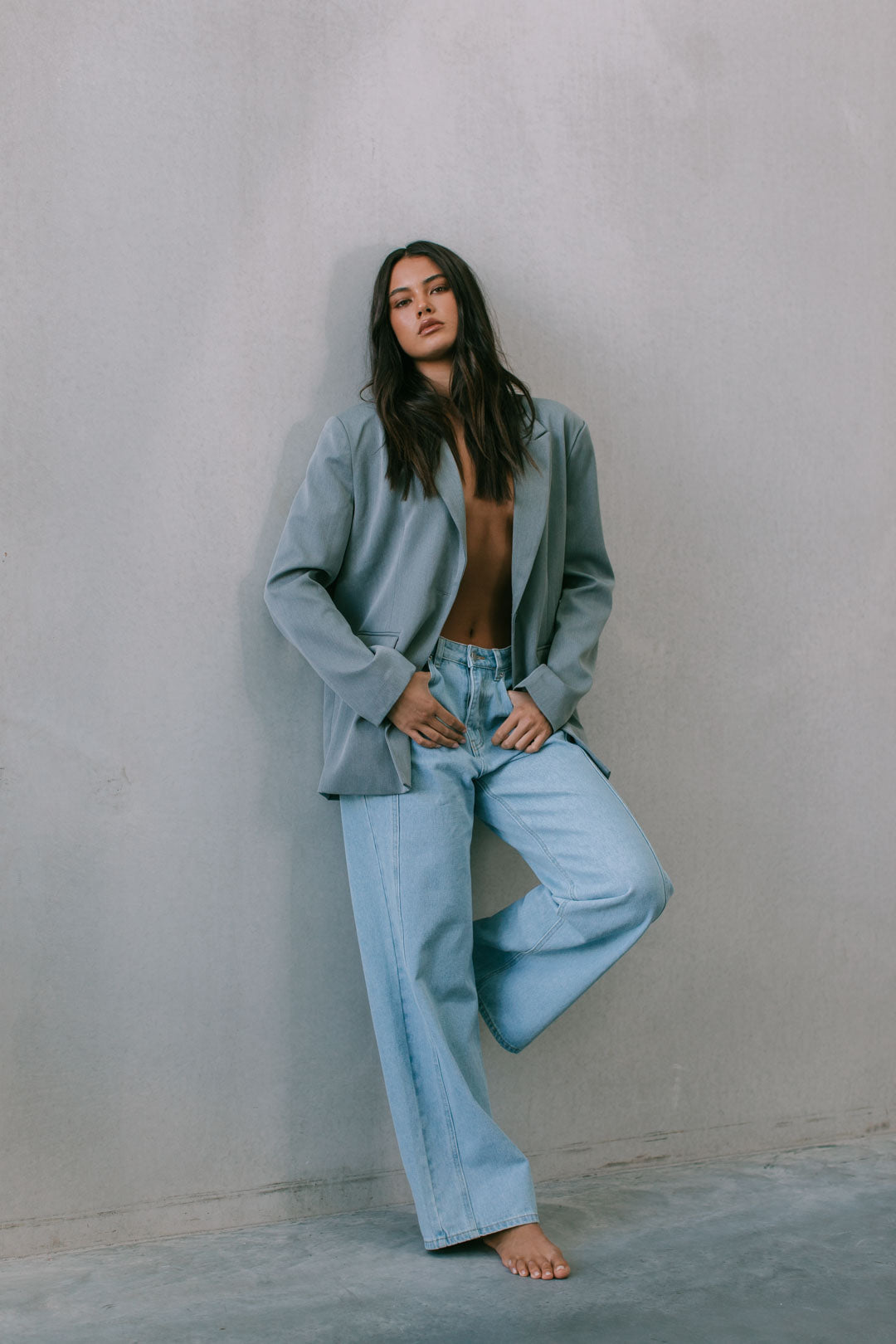 Janey Wide Leg Jeans - Light Wash Blue