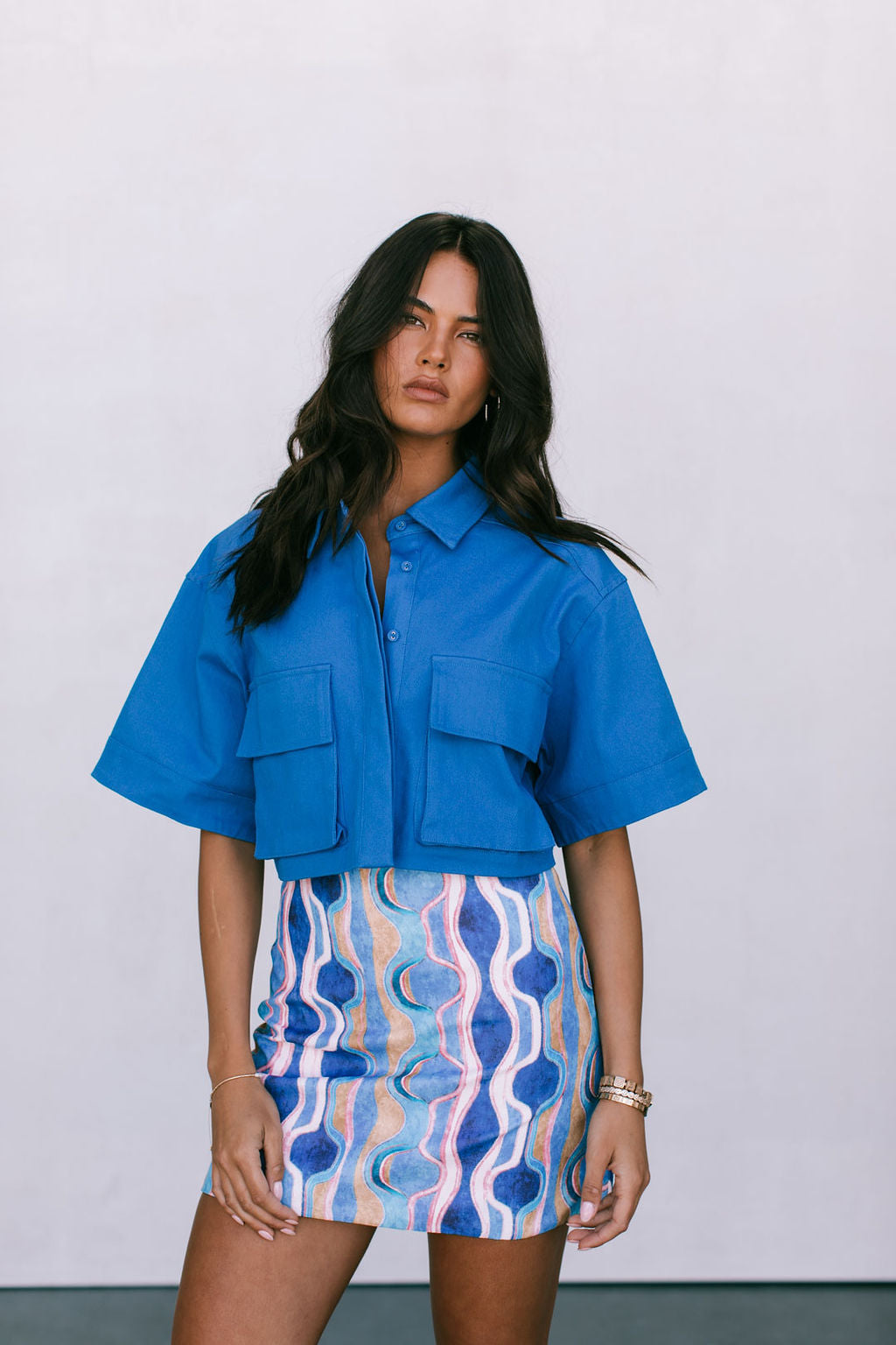 Apella Cropped Shirt Cobalt Blue