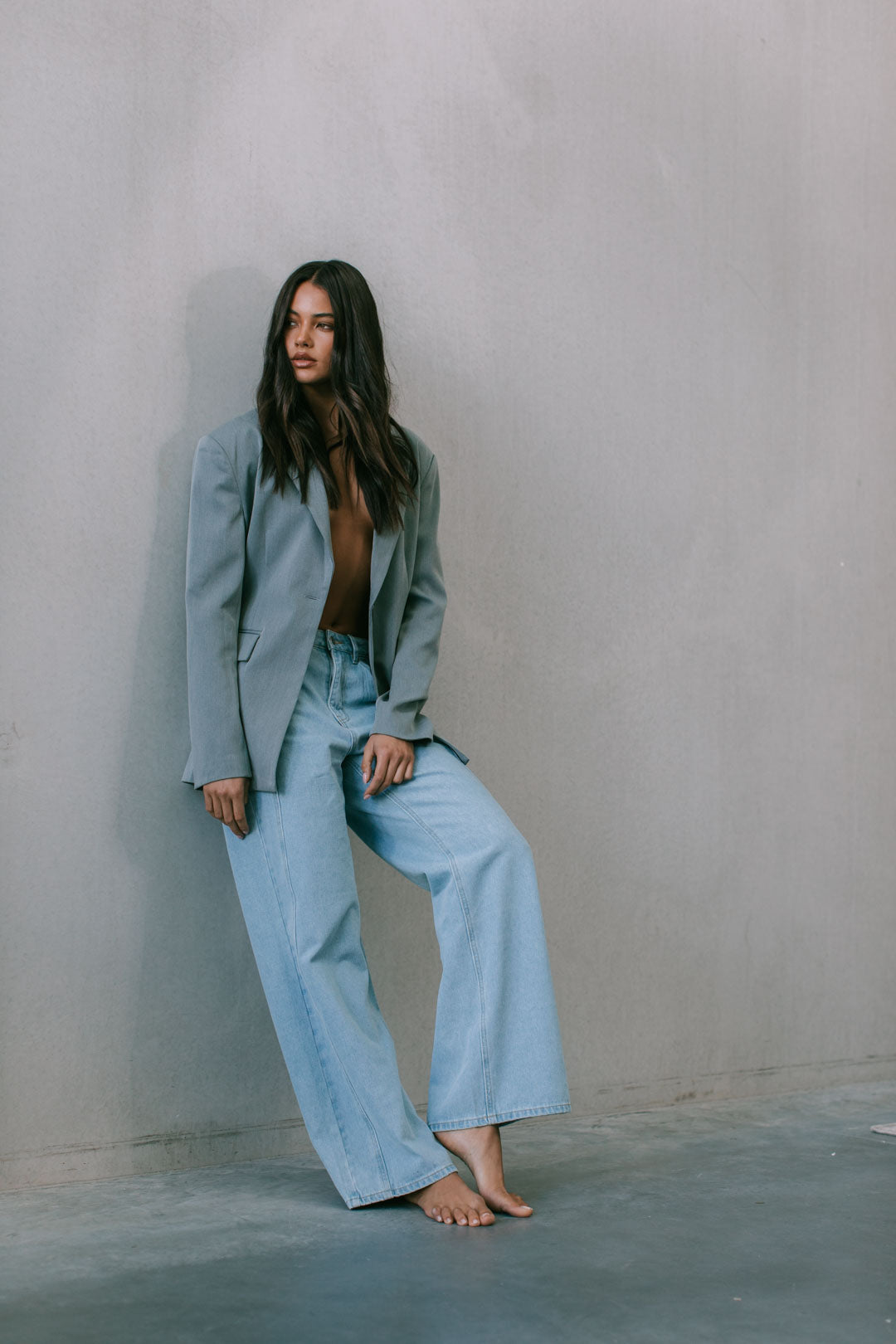 Janey Wide Leg Jeans - Light Wash Blue