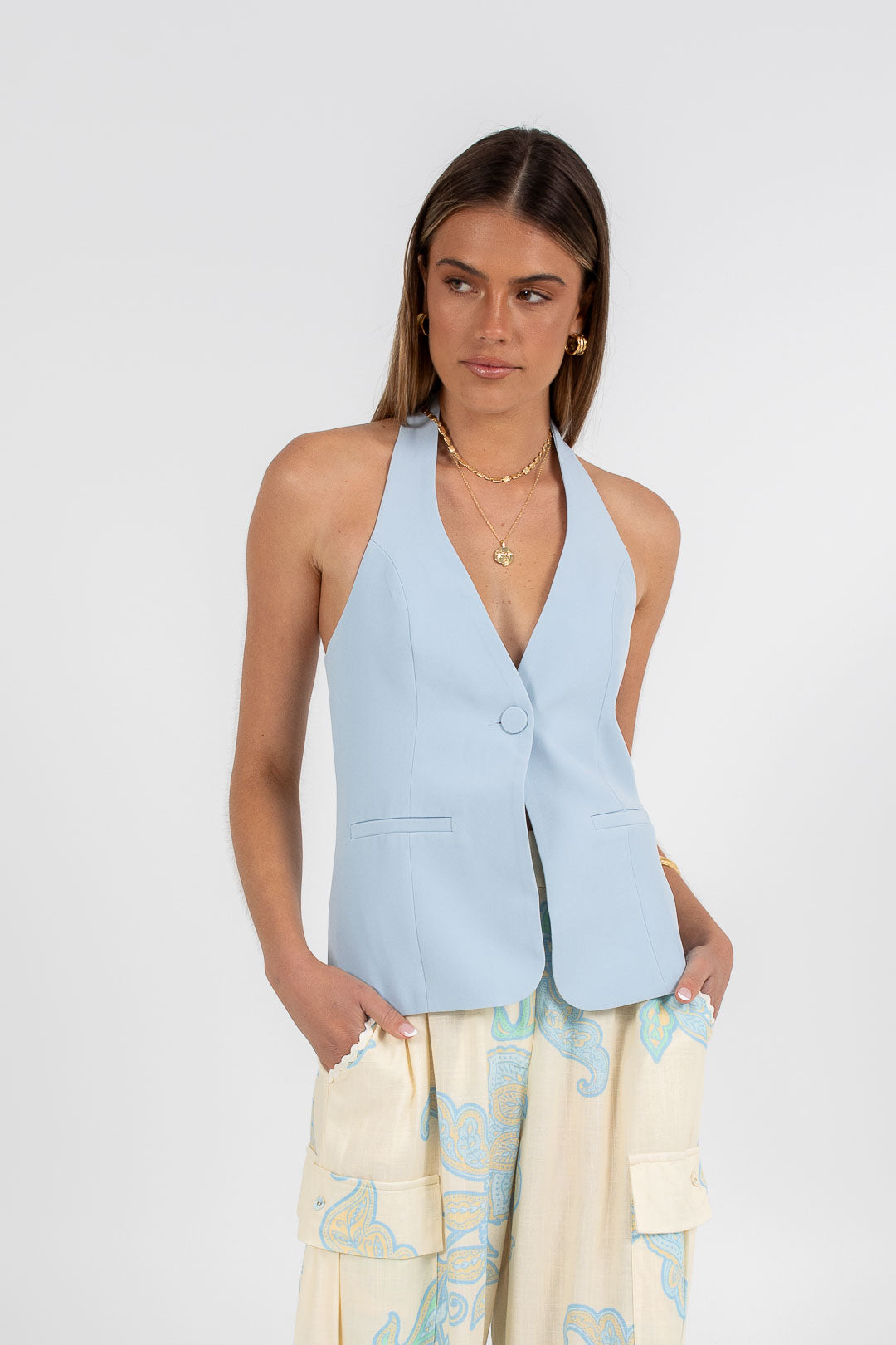 Oden Halter Top - Powder Blue