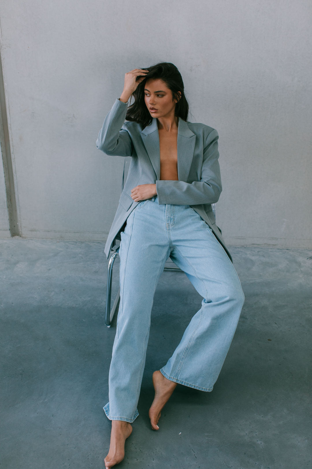 Janey Wide Leg Jeans - Light Wash Blue