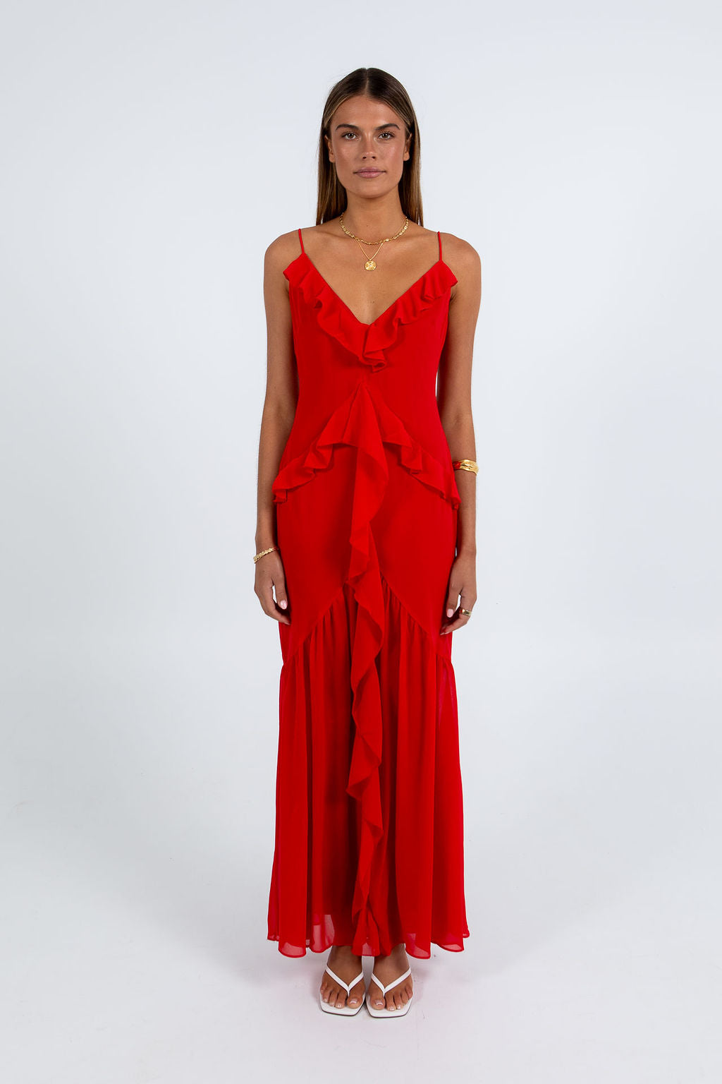 Quista Midi Dress - Red