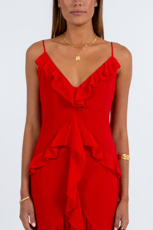 Quista Midi Dress - Red