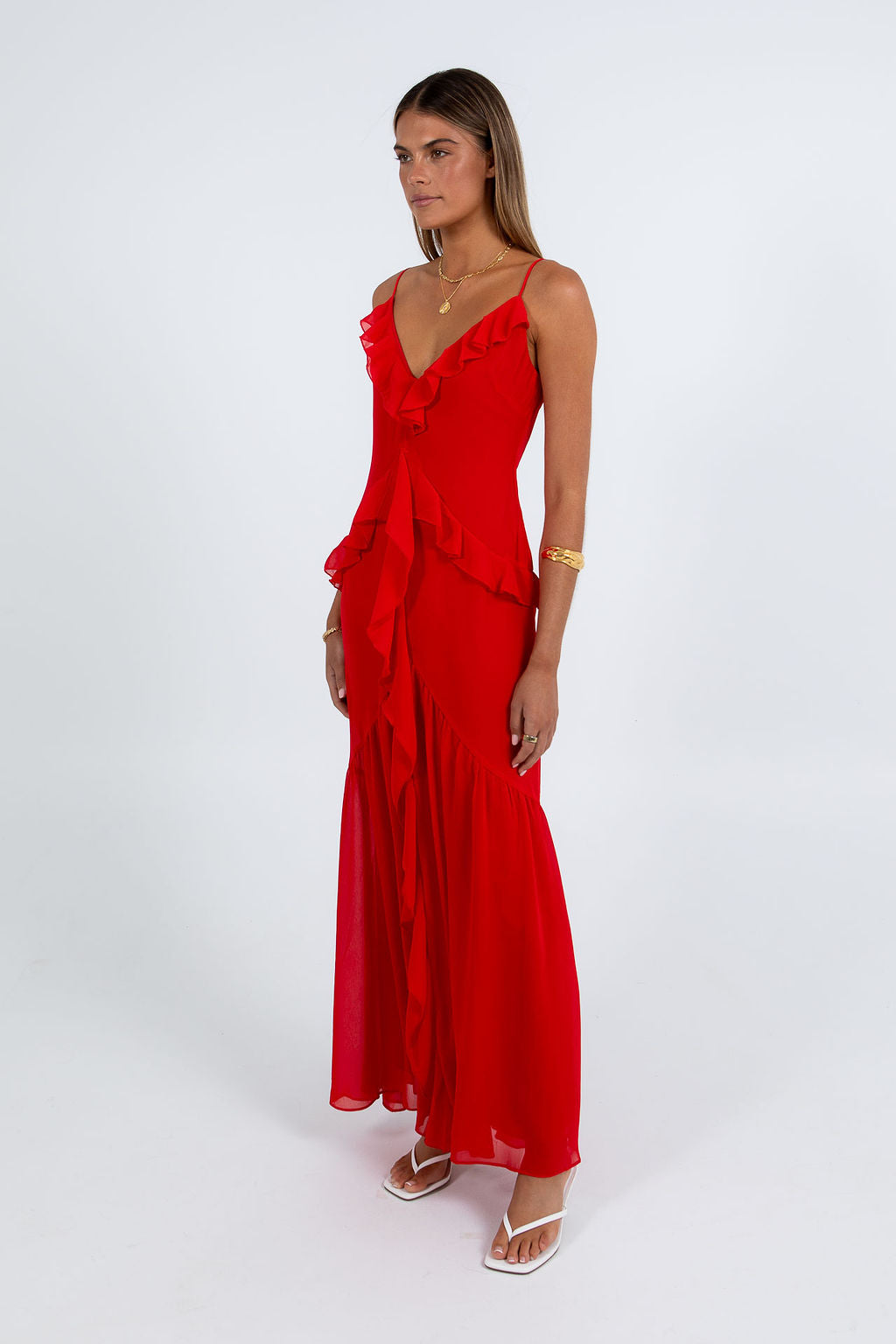 Quista Midi Dress - Red