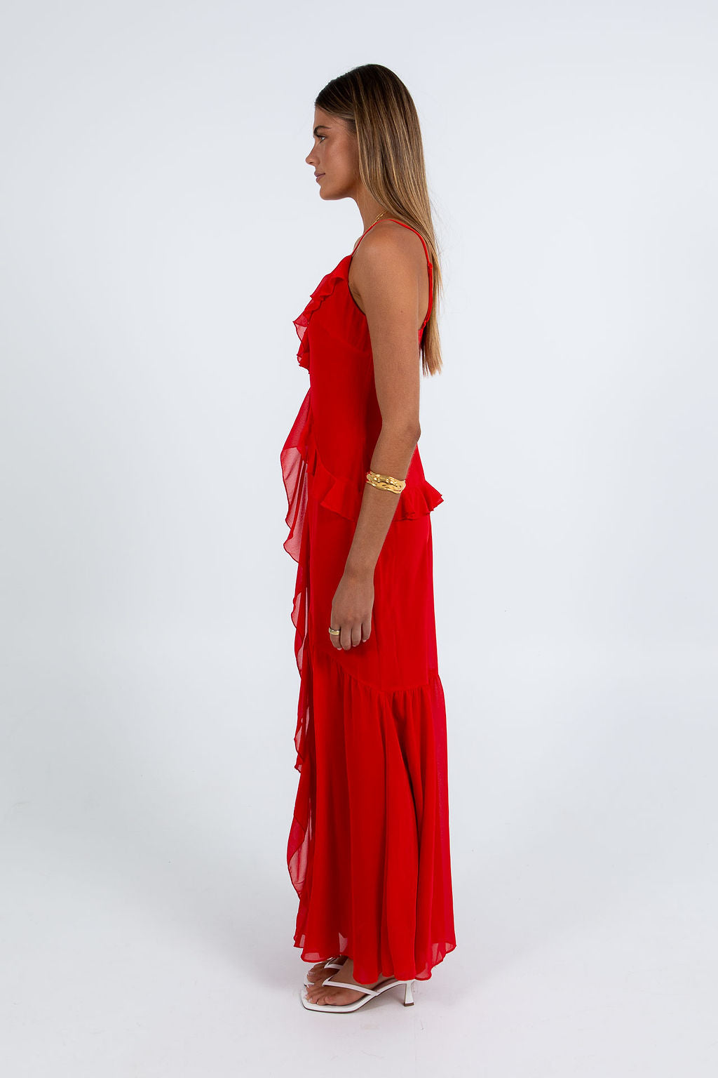Quista Midi Dress - Red