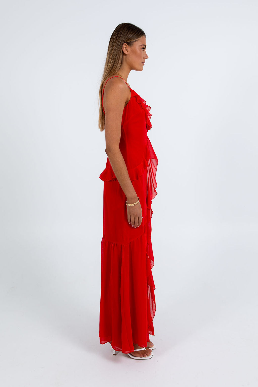 Quista Midi Dress - Red
