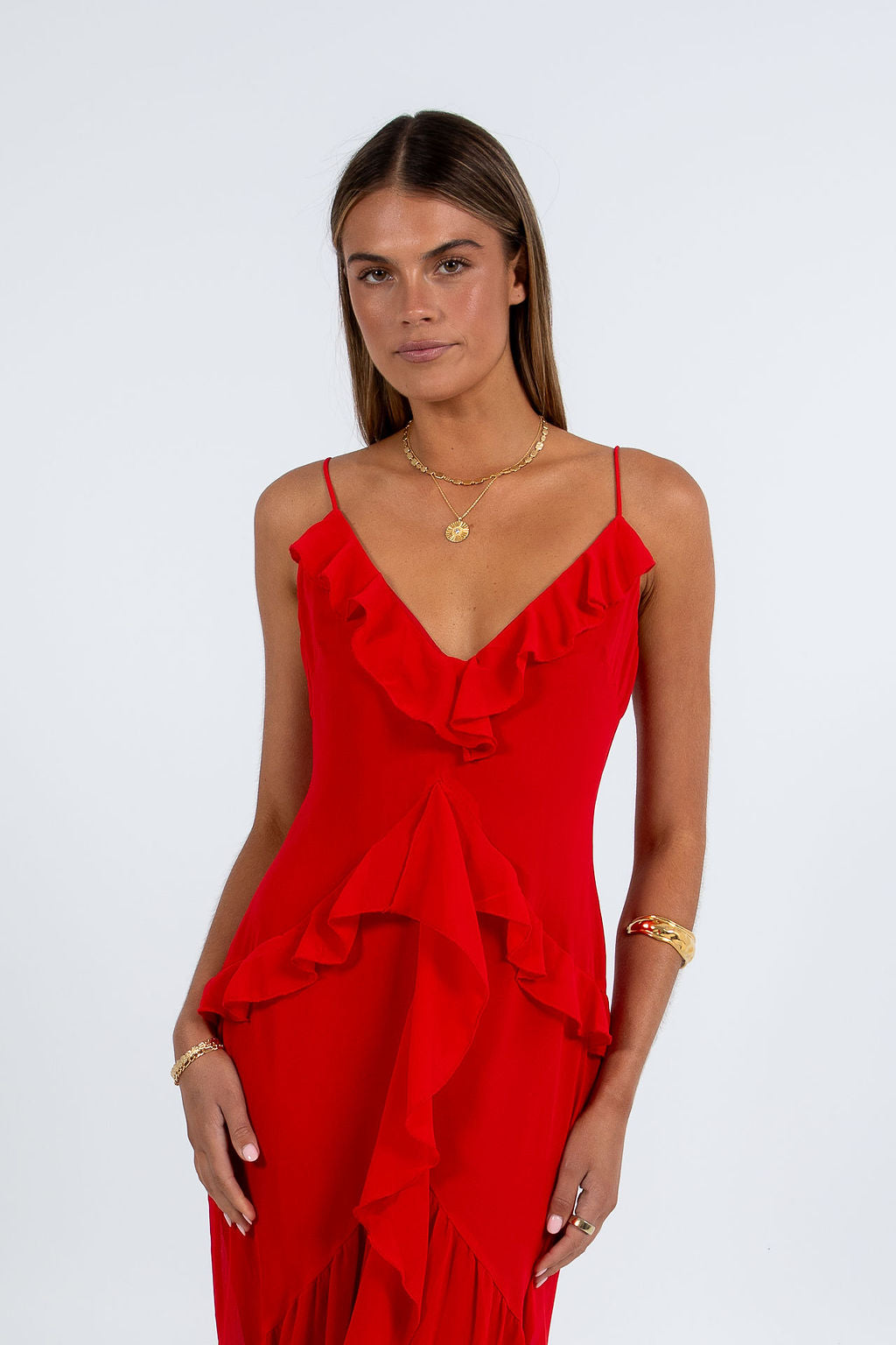 Quista Midi Dress - Red
