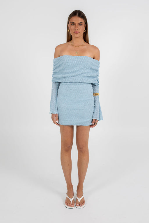 Delta Mini Dress - Sky Blue Knit