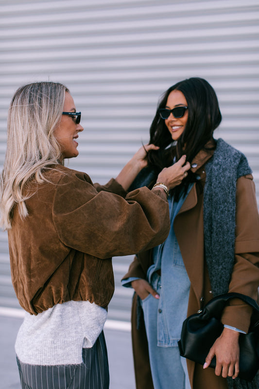 Diego Bomber Jacket - Tan Suede Look