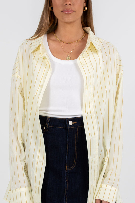 Dilyn Shirt - Lemon/ Tan Stripe