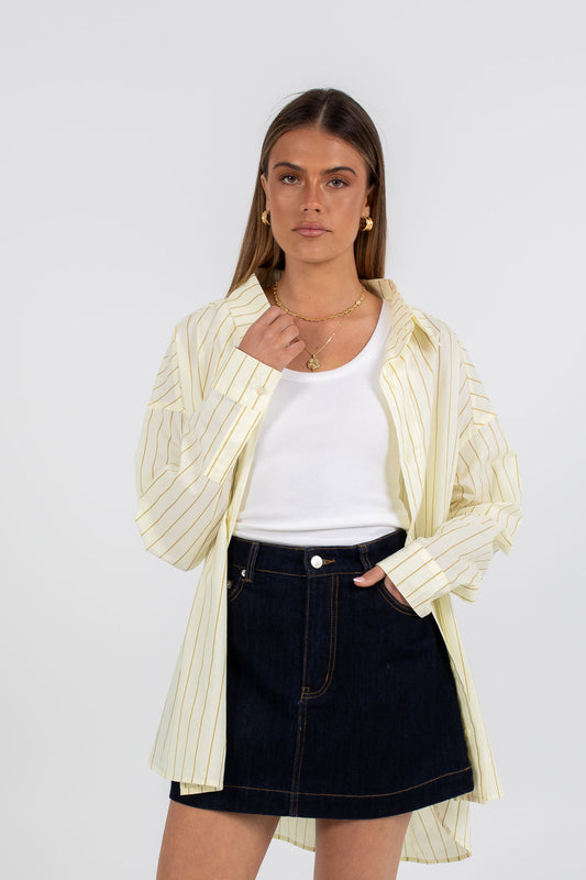 Dilyn Shirt - Lemon/ Tan Stripe