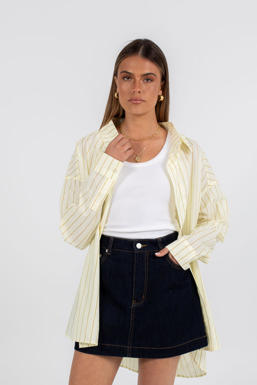 Dilyn Shirt - Lemon/ Tan Stripe