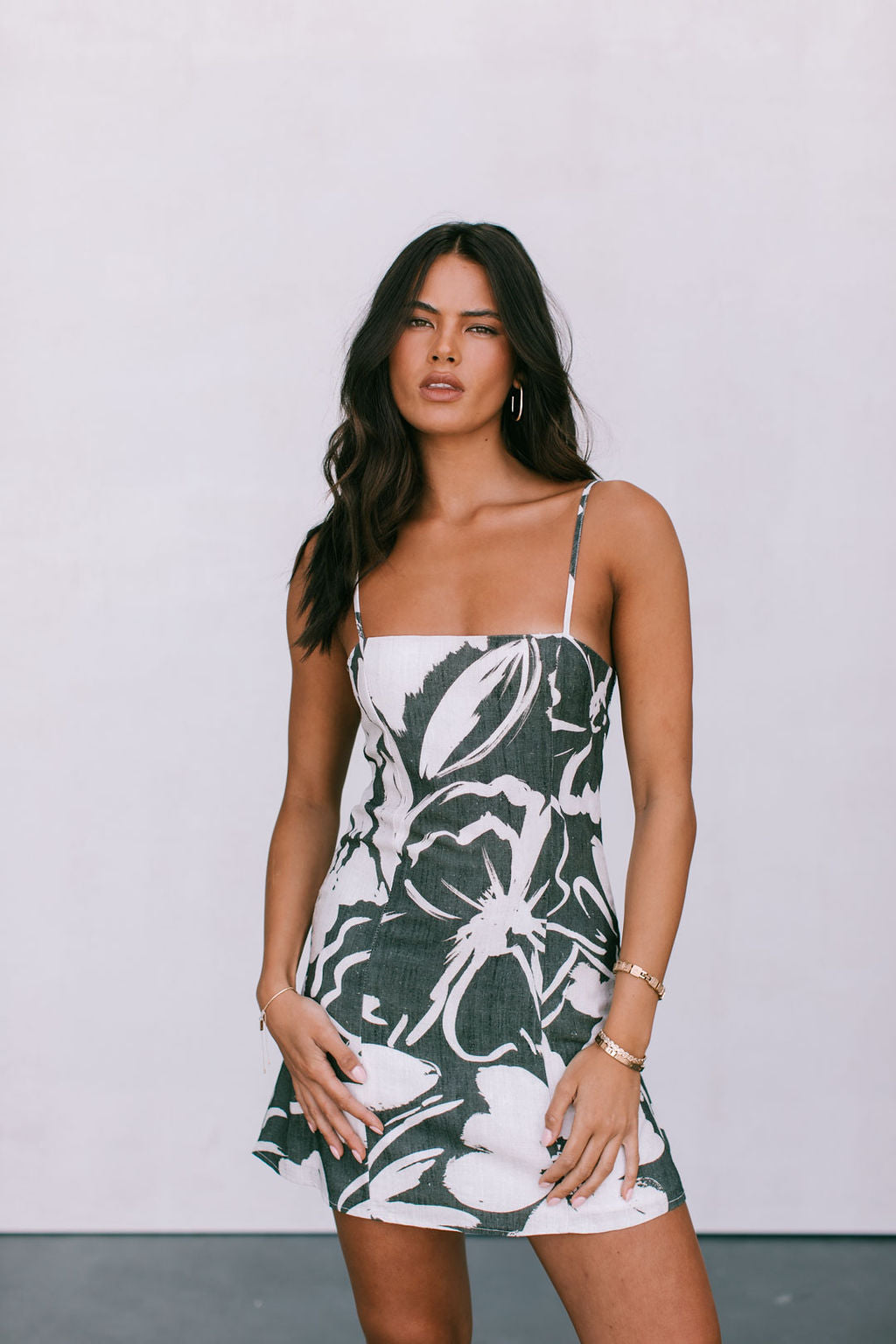 Isola Mini Dress Charcoal Floral