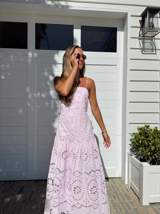 Olara Maxi Dress - Lilac Sicily Lace