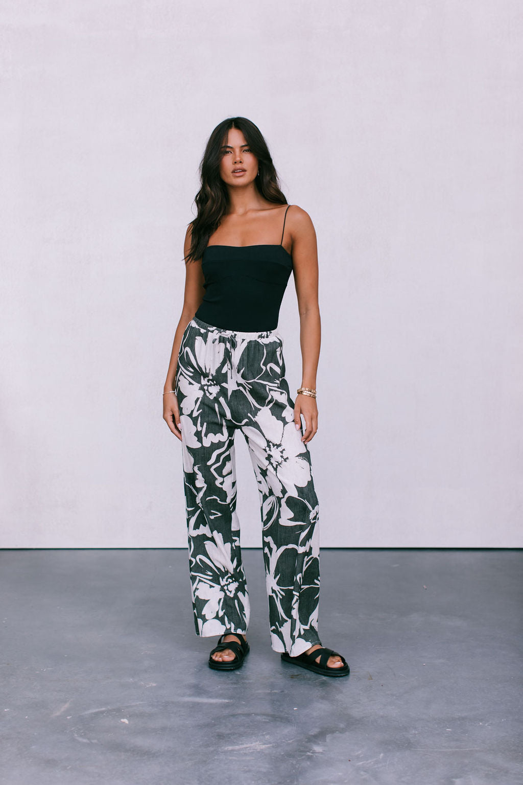 Cenere Pant - Natural/Charcoal Floral