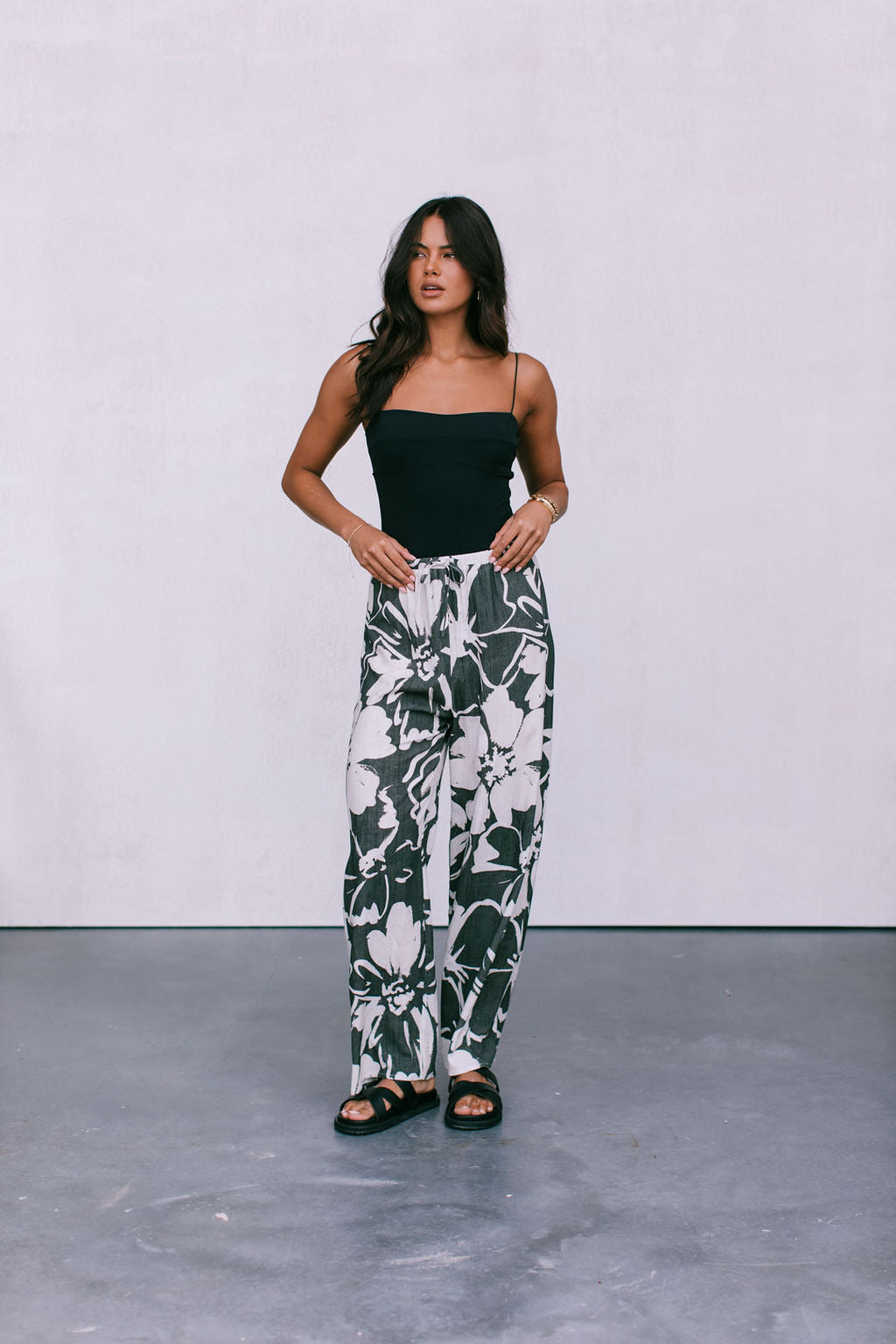 Cenere Pant - Natural/Charcoal Floral