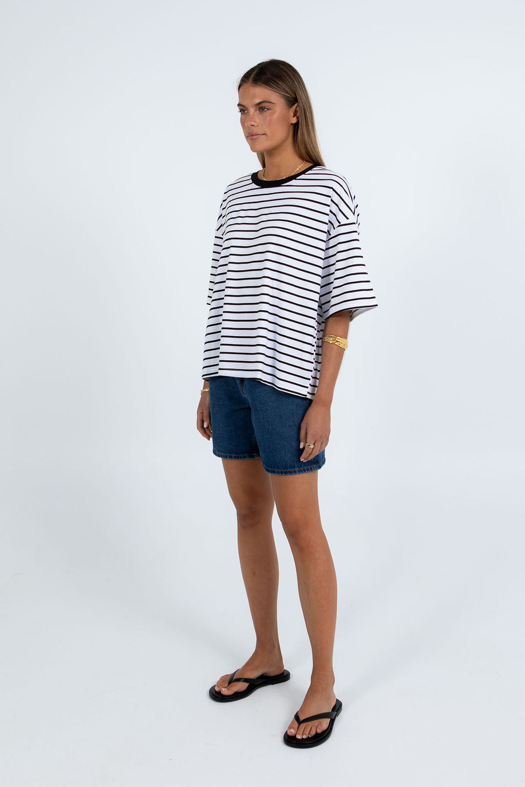 Kell Tee - White/Black Stripe