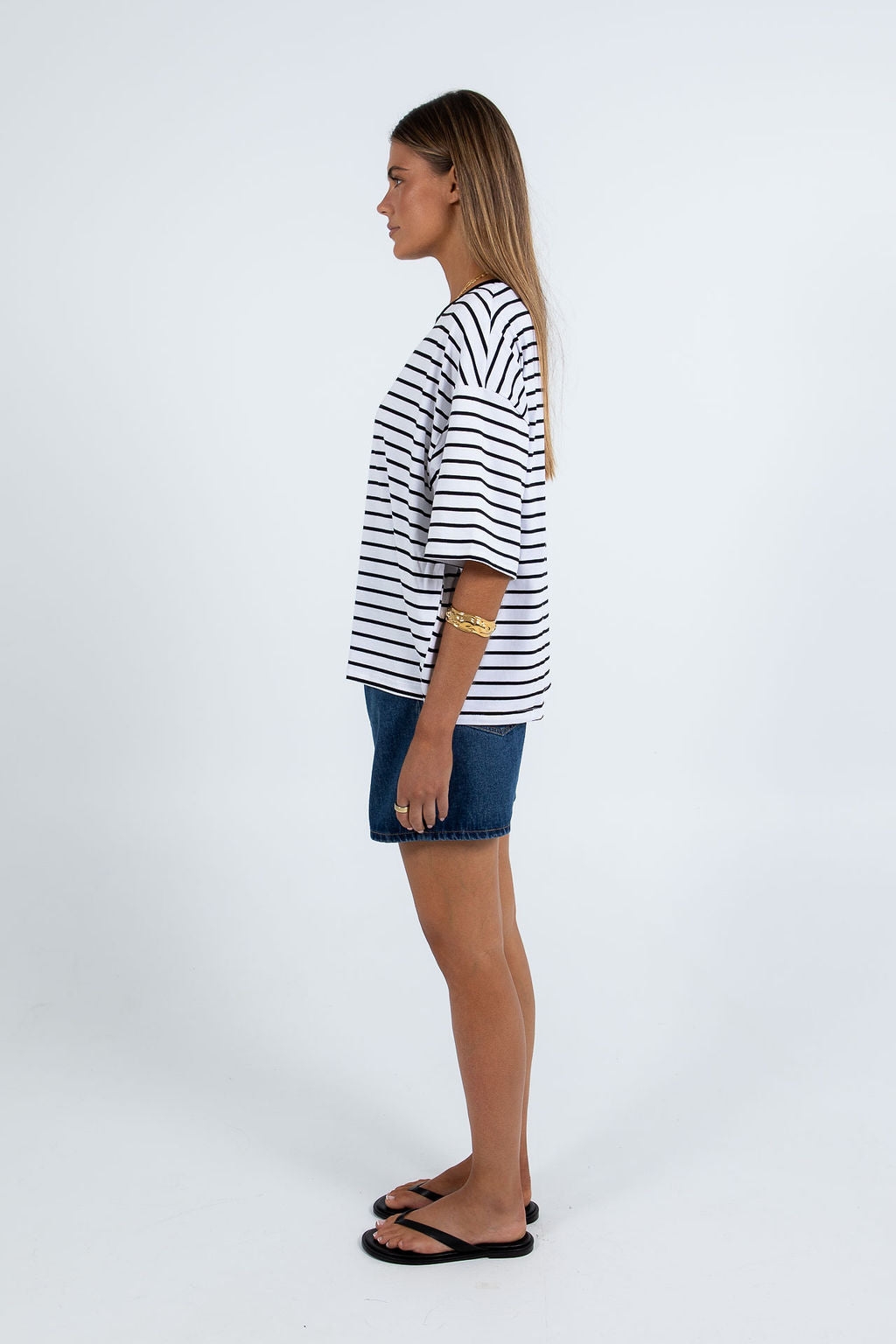 Kell Tee - White/Black Stripe