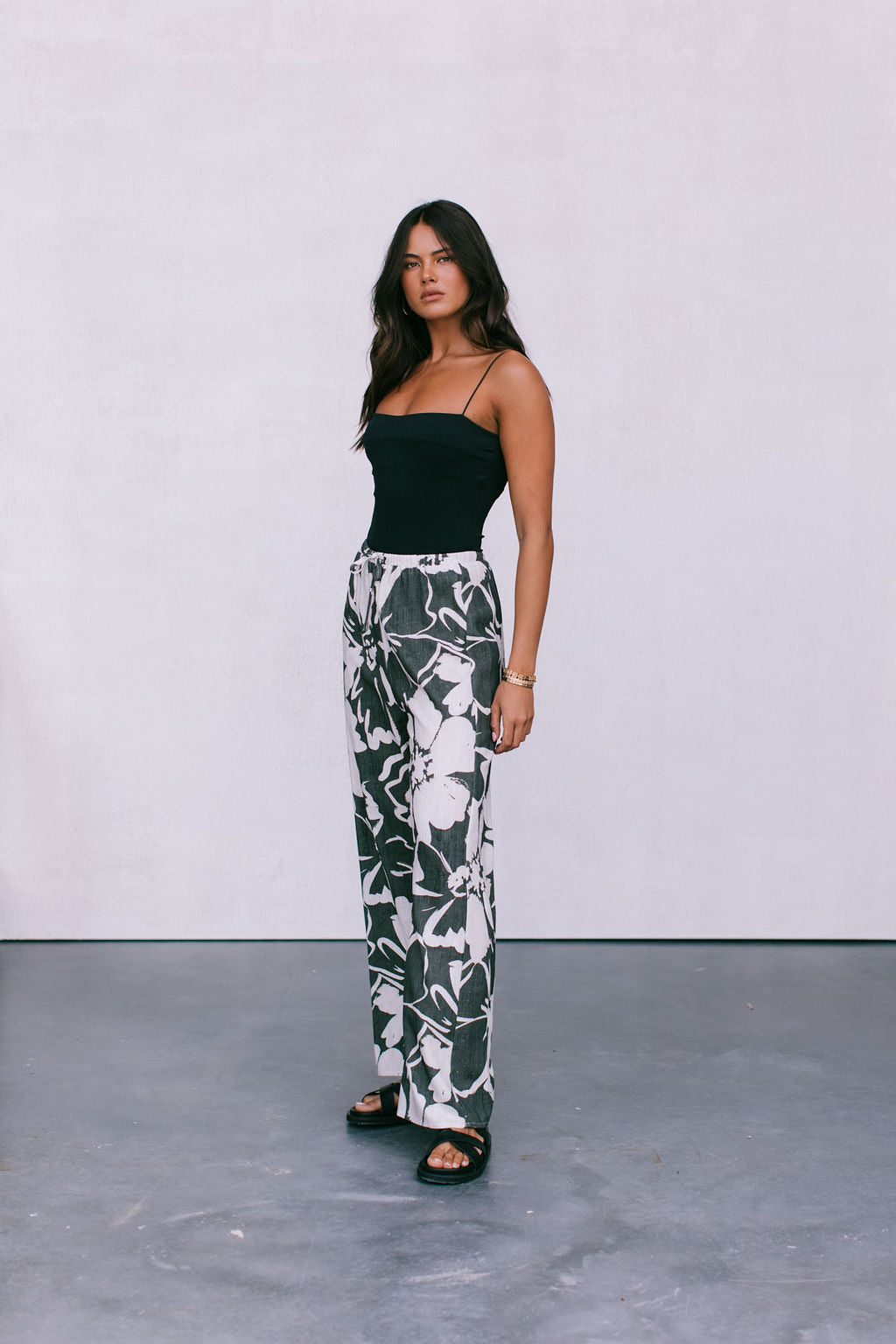 Cenere Pant - Natural/Charcoal Floral