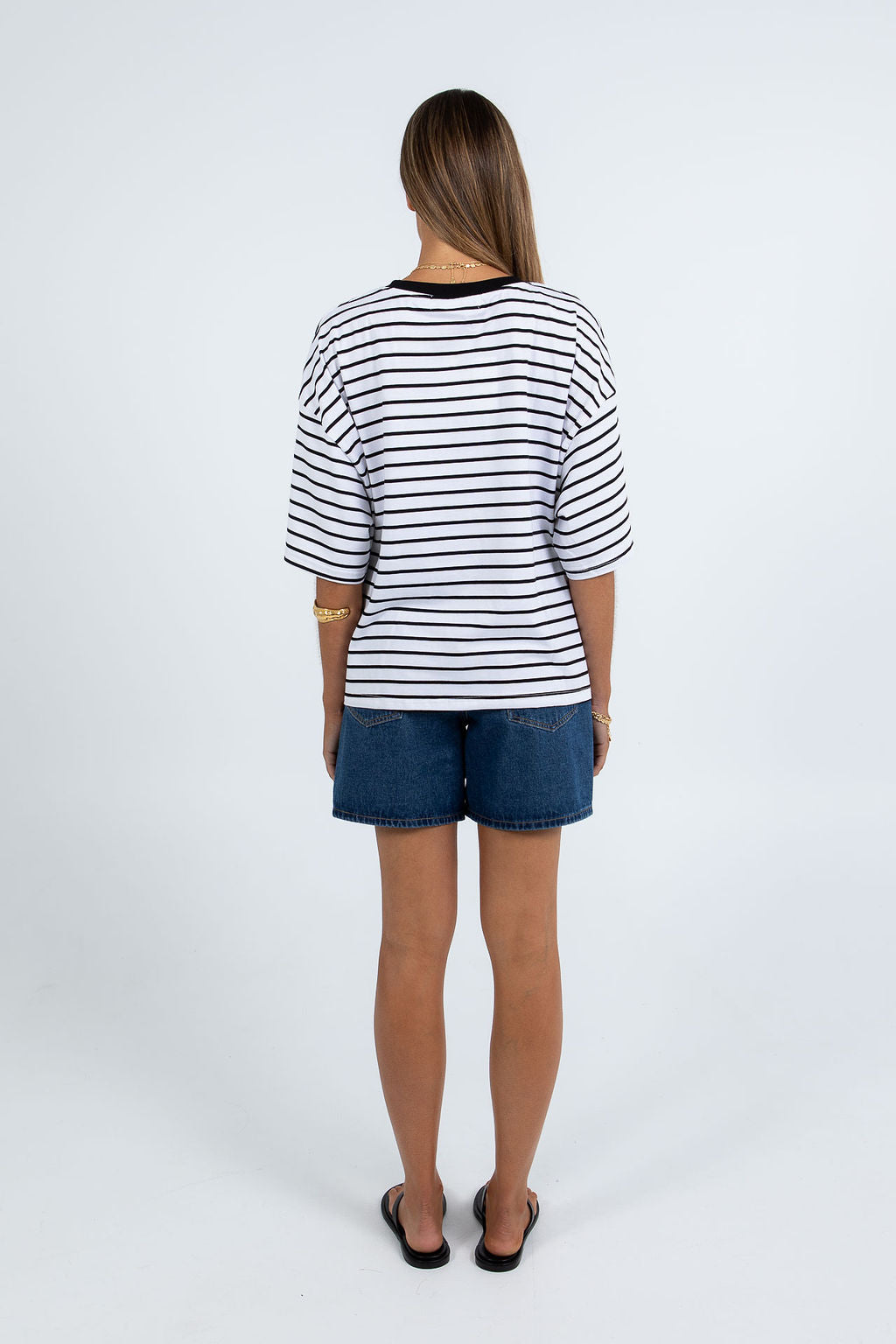 Kell Tee - White/Black Stripe