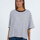 Kell Tee - White/Black Stripe
