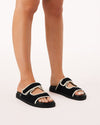 Abbot Knit Slides - Black/Cream