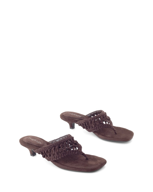 Cannes Thong Heel - Chocolate Suede