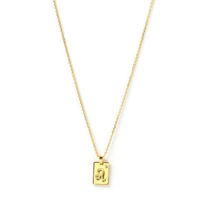 Leo Zodiac Tag Necklace - Gold