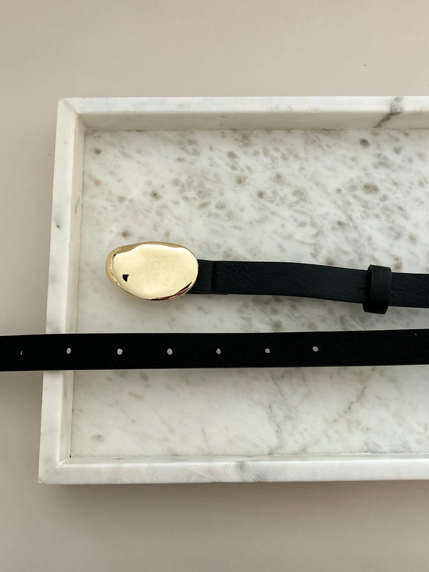 Kayla Pebble Stud Belt - Black / Gold