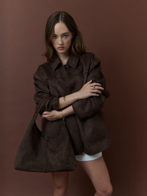 Kenny Suede Hobo Handbag - Brown