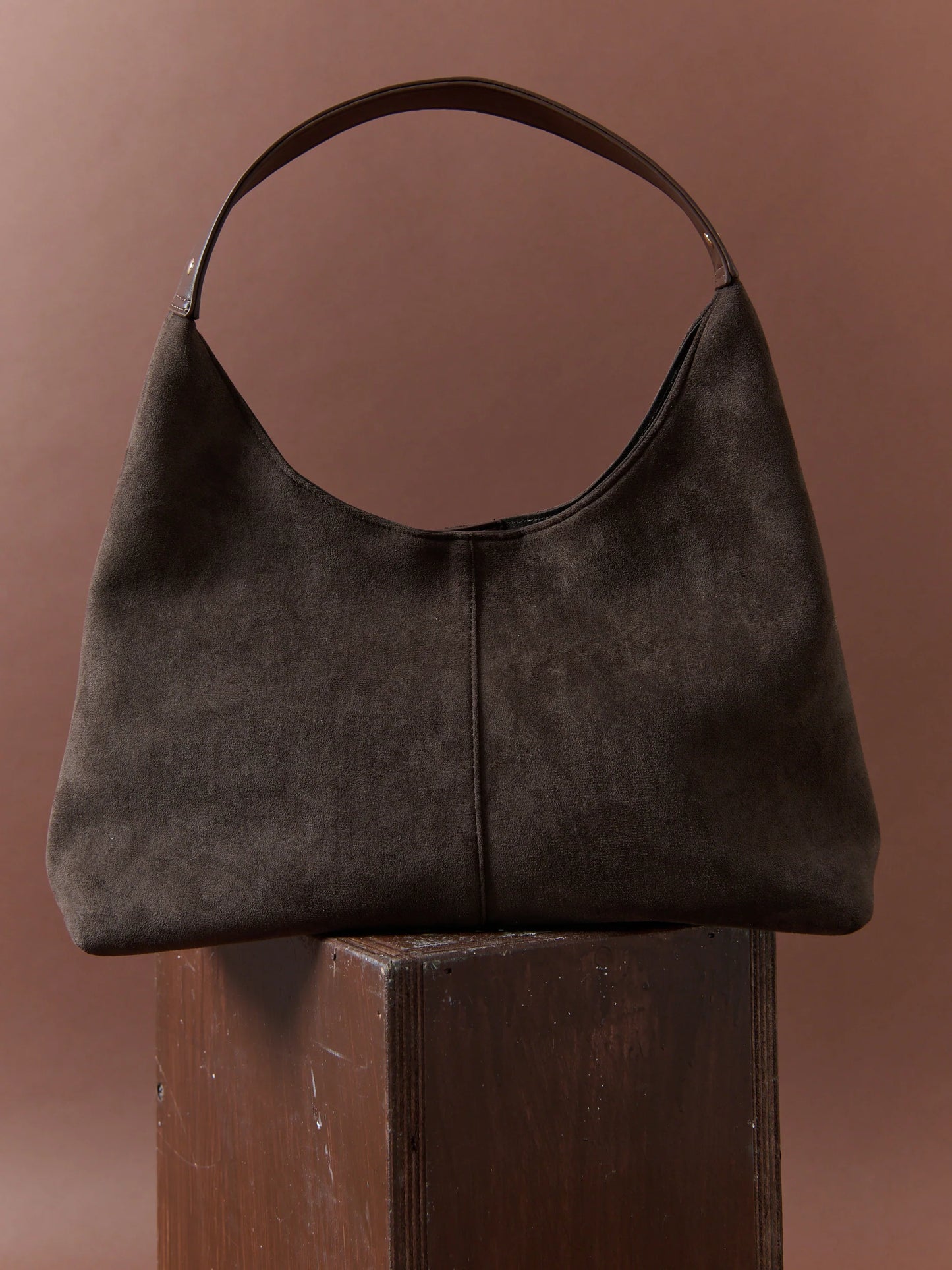 Kenny Suede Hobo Handbag - Brown