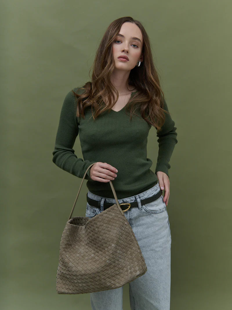 Calla Woven Bag - Olive Green