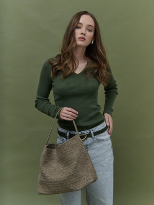 Calla Woven Bag - Olive Green