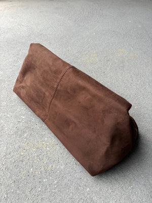 Becca Clutch Bag - Chocolate Brown Suede Look