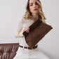 Becca Clutch Bag - Chocolate Brown Suede Look