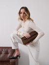 Becca Clutch Bag - Chocolate Brown Suede Look