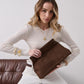 Becca Clutch Bag - Chocolate Brown Suede Look