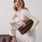 Becca Clutch Bag - Chocolate Brown Suede Look