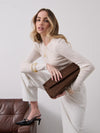 Becca Clutch Bag - Chocolate Brown Suede Look