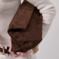 Becca Clutch Bag - Chocolate Brown Suede Look