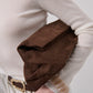 Becca Clutch Bag - Chocolate Brown Suede Look