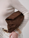 Becca Clutch Bag - Chocolate Brown Suede Look