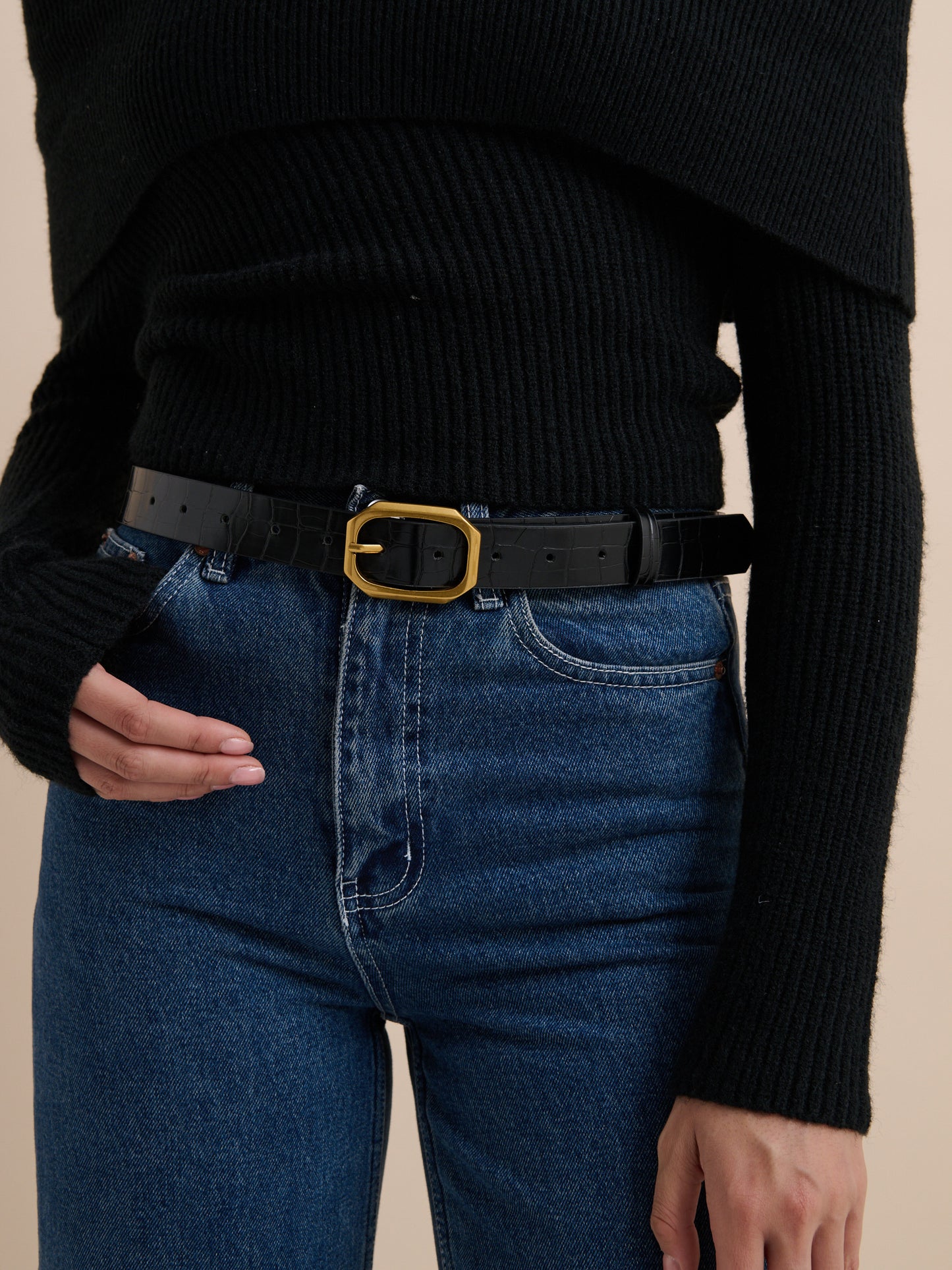 Max Belt - Black/Gold Geometric